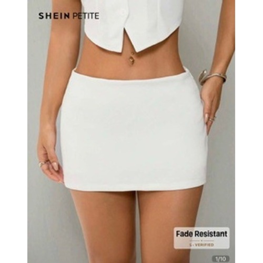 SHEIN Petite Mini Skirt Small White Fade Resistant Low Rise